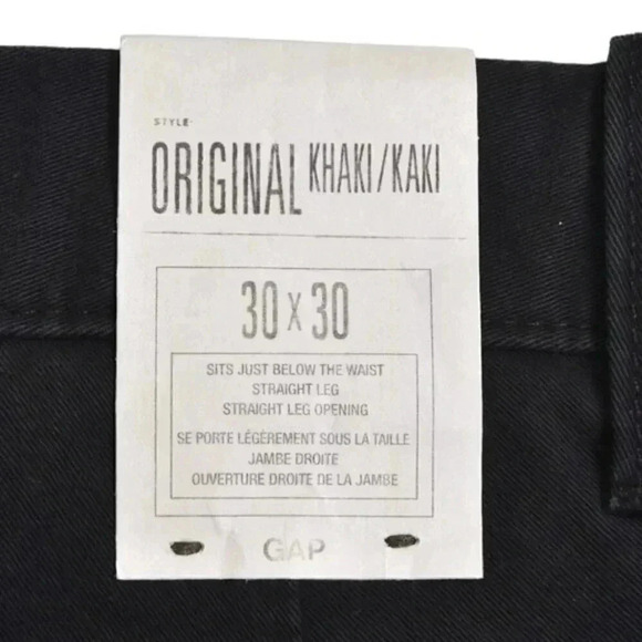 NWT Gap Original Khaki Cotton Pants Straight Leg  Black Size 30x30 - Picture 7 of 9